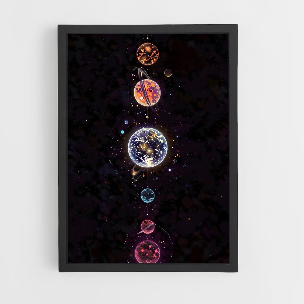 Poster Cosmos Coloré – affiche Système solaire (vue 2)